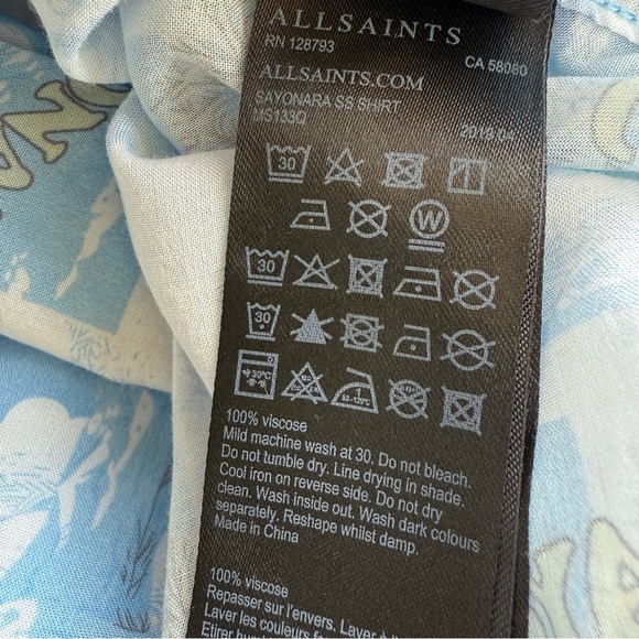 All Saints Men’s Button Shirt Viscose “Sayonara” Asian Theme Size Small - Picture 9 of 9